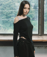 EYELET OFF SHOULDER L/S (BLACK)