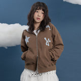 Star Dolphin Check Applique Hood Zip Up