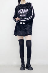 Unisex メイオーバーサイズベルベットスウェットシャツ