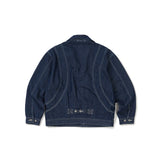 Arc panel denim blouson / Indigo