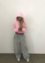 [FLEECE]クリスタルドットクロップドフードジップアップ
