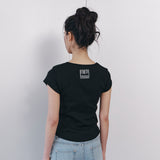 C 90S LINE SLIT NECK HALF-SLEEVE T-SHIRT_BLACK
