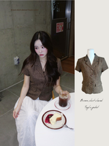 ブラウン半袖テーラージャケット