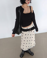 dot frill midi skirt