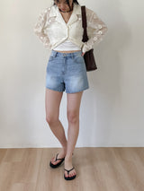 Flower Net Collar Neck Shirt