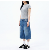 ストレッチコットンスリムショートスリーブTシャツ メランジ