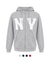 NY レタリングコットンフードジップアップ