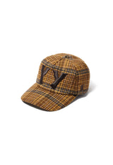 YY CHECKERED HEART BONE BALL CAP - MUSTARD