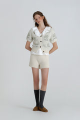 Leaf knit pants_ivory