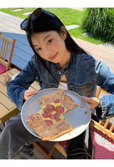 ノーカラーデニムビンテージジップアップジャケット