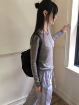 Saawn wool tencel cut see-through layered t-shirt