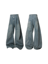 RELABEL Three-Dimensional Composition (Depiction) Waist Pleats Leg Pleats Washed Layered Jeans