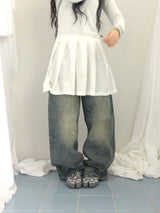 line and pleated dress