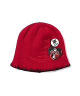FIRE PIN BUTTON STITCH BEANIE - [RED]