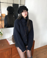 ハイネックトーグルハチニットカーディガン