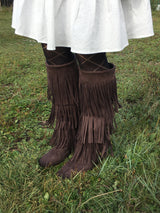 Suede fringe long boots(2color)