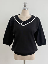 Roven Color Matching Collar Half-Length Knit