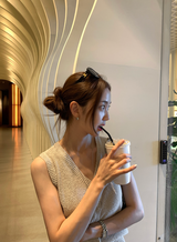 Rear V-neck Sleeveless Knit / 3 colors
