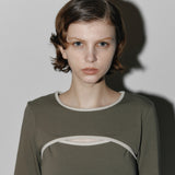 Cutout crop tee Khaki