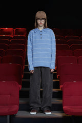 STITCH RUGBY POLO KNIT / SKY BLUE