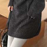 ロープタートルネックボカシニットドレス