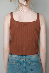 クロシェットニットベスト[Brown]