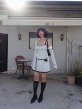 チェックシースルーニーソックス (IVORY, BLACK 2COLORS!)