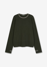 RU Crop Waffle Color Point Warmer Long T