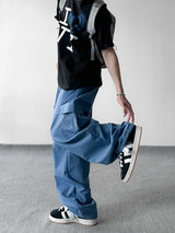 Color string wide cargo pants