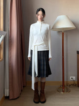  CHECK LOOP PLEATS SKIRT