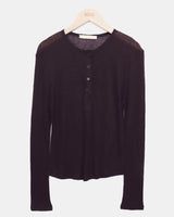 Pirun テンセルレイヤードボタンロングスリーブTシャツ