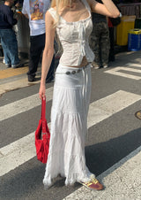 maxi white long skirt