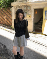 [ORIGINAL] Dot See-through Layered Long-Sleeve T-shirt
