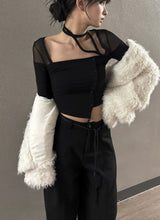 Mesh see-through string t-shirt