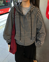 [ORIGINAL] Swing Stripe Oversized Zip-up Hoodie
