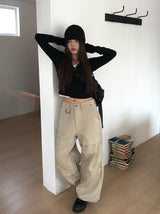 ブリム起毛ラップボタンフーディ