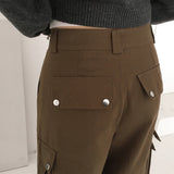 Zon pintuck wide cargo cotton pants