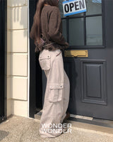 [MADE] Inku Color-block Pocket Cargo Wide Long Pants