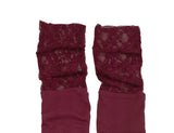 Lace layered over kneesocks / burgundy