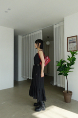 エスニック ベルト シフォン ロング ドレス