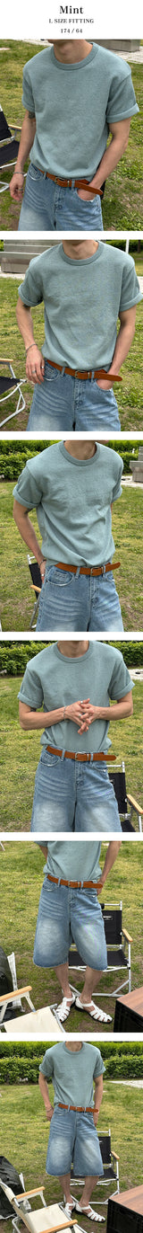 [S/S] Boucle round neck half knit(6color)