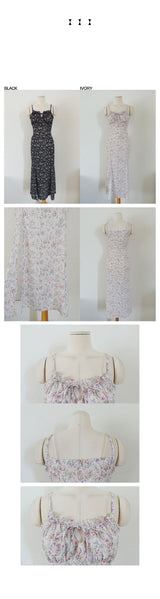 LAILA FLORAL SLIT DRESS (IVORY, BLACK 2COLORS!)