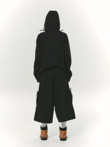 COTTON SHIRRING HOOD JACKET BLACK