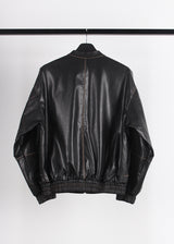NON COLLAR LEATHER JACKET