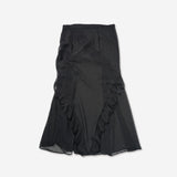 SILHOUETTE RUFFLE MAXI SKIRT [BLACK]