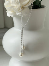 [925silver] Vカットドロップパールネックレス