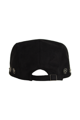 Eco Suede Stud Hunting Cap (Black)     