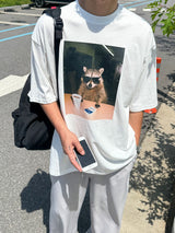 [A-S0256] ラクーンフォト半袖Tシャツ (2色)