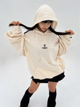 (UNISEX) THREE-STRIPE OVERSIZED CUTE BOXY HOODIE - 2 COLOR