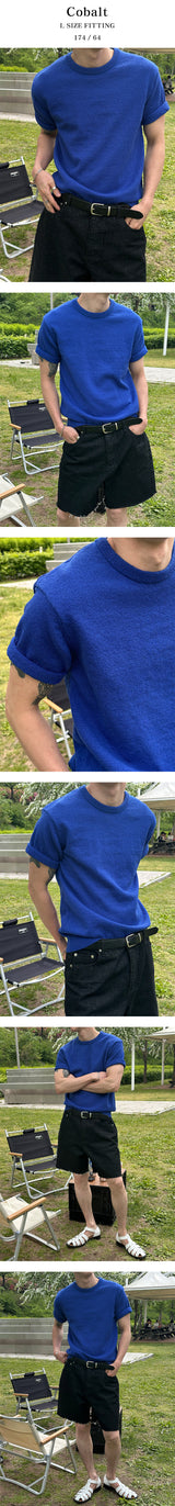 [S/S] Boucle round neck half knit(6color)